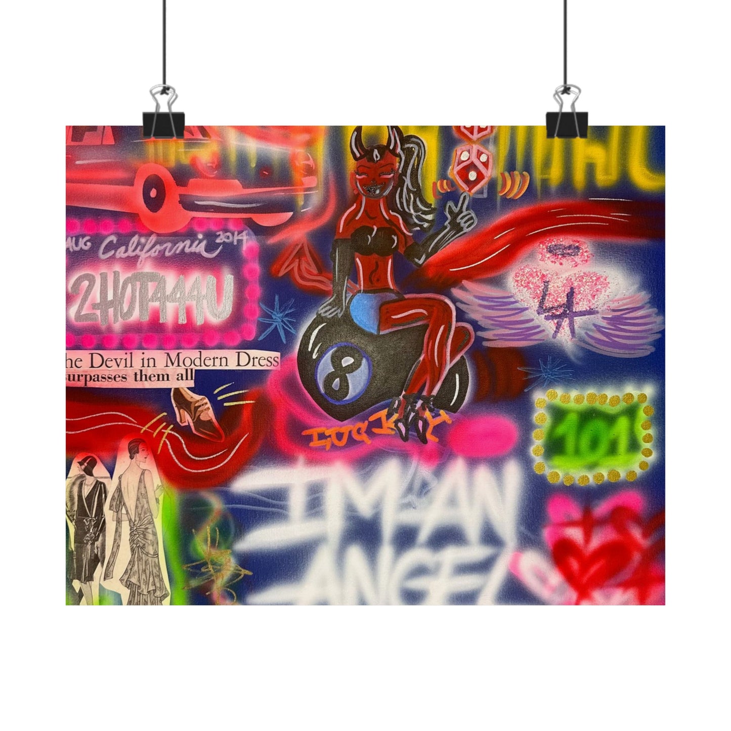 "im an angel" airbrush horizontal print