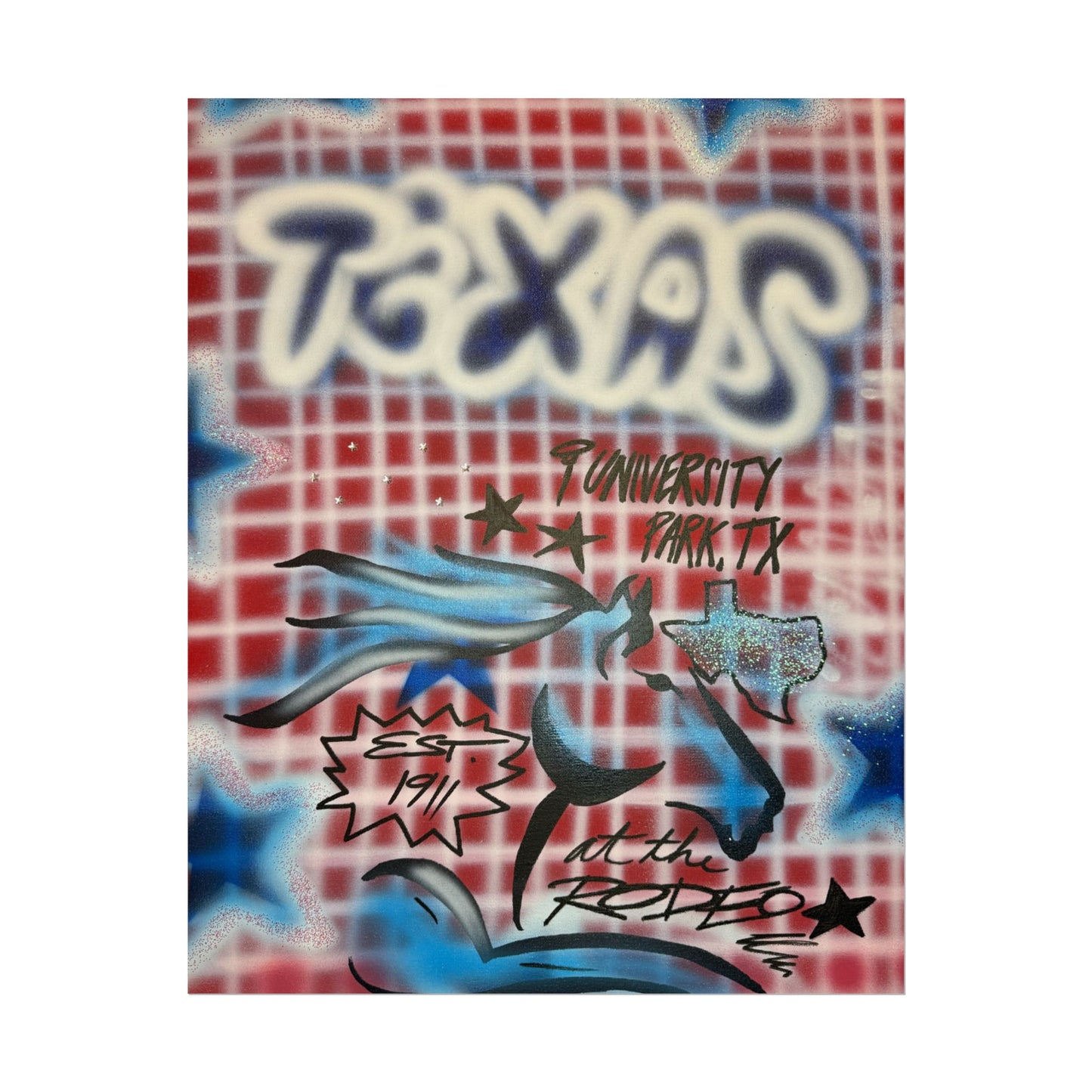 "texas" airbrush rolled print