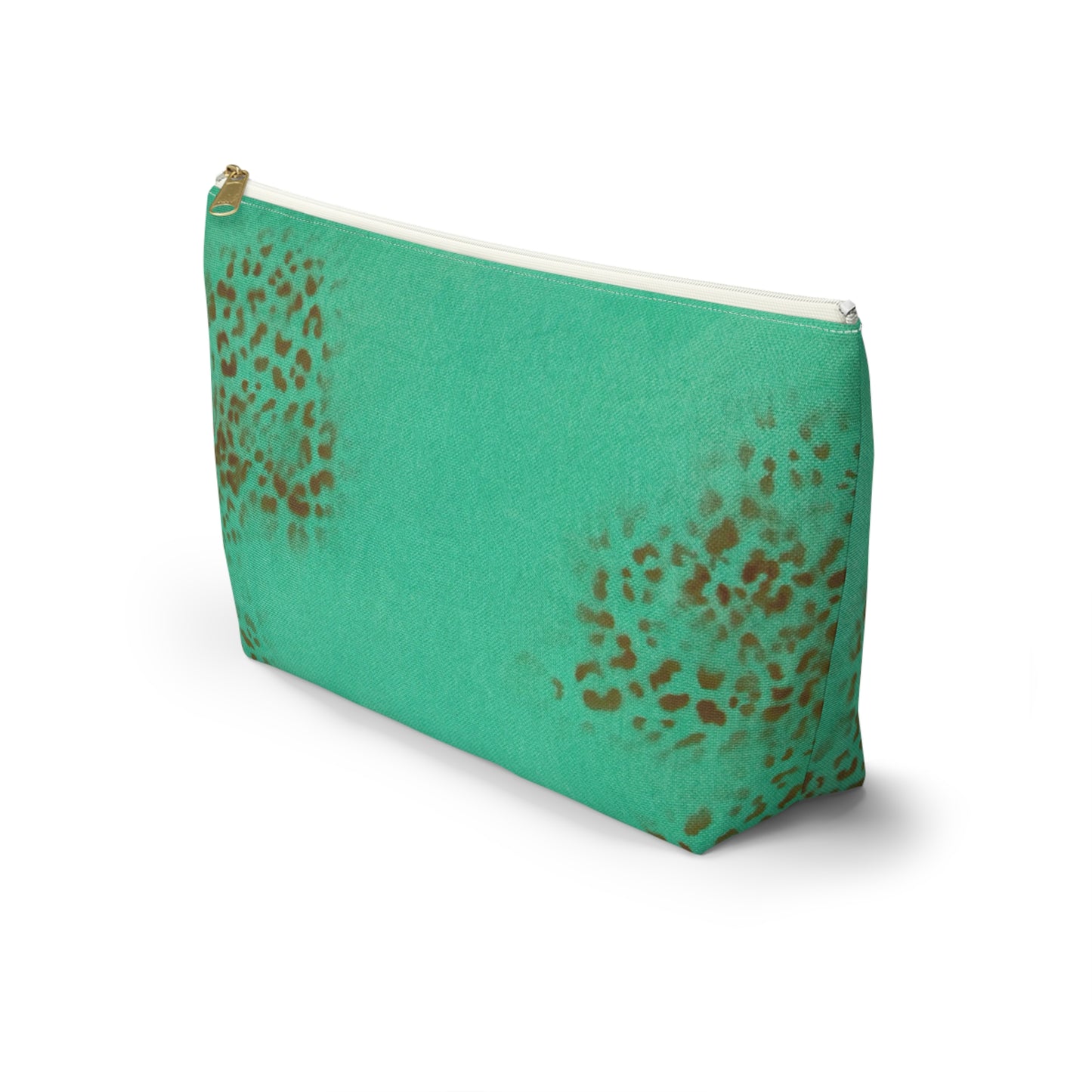 "teal cheetah" airbrush makeup pouch
