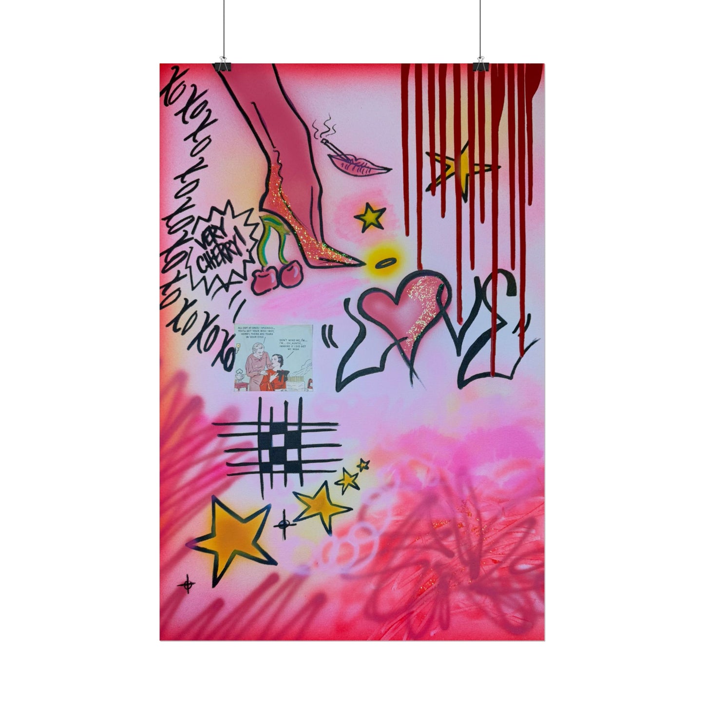 "cherry luvr" airbrush rolled print