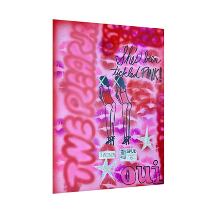 "tickled pink" airbrush rolled print