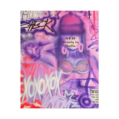 "mic check" airbrush rolled print