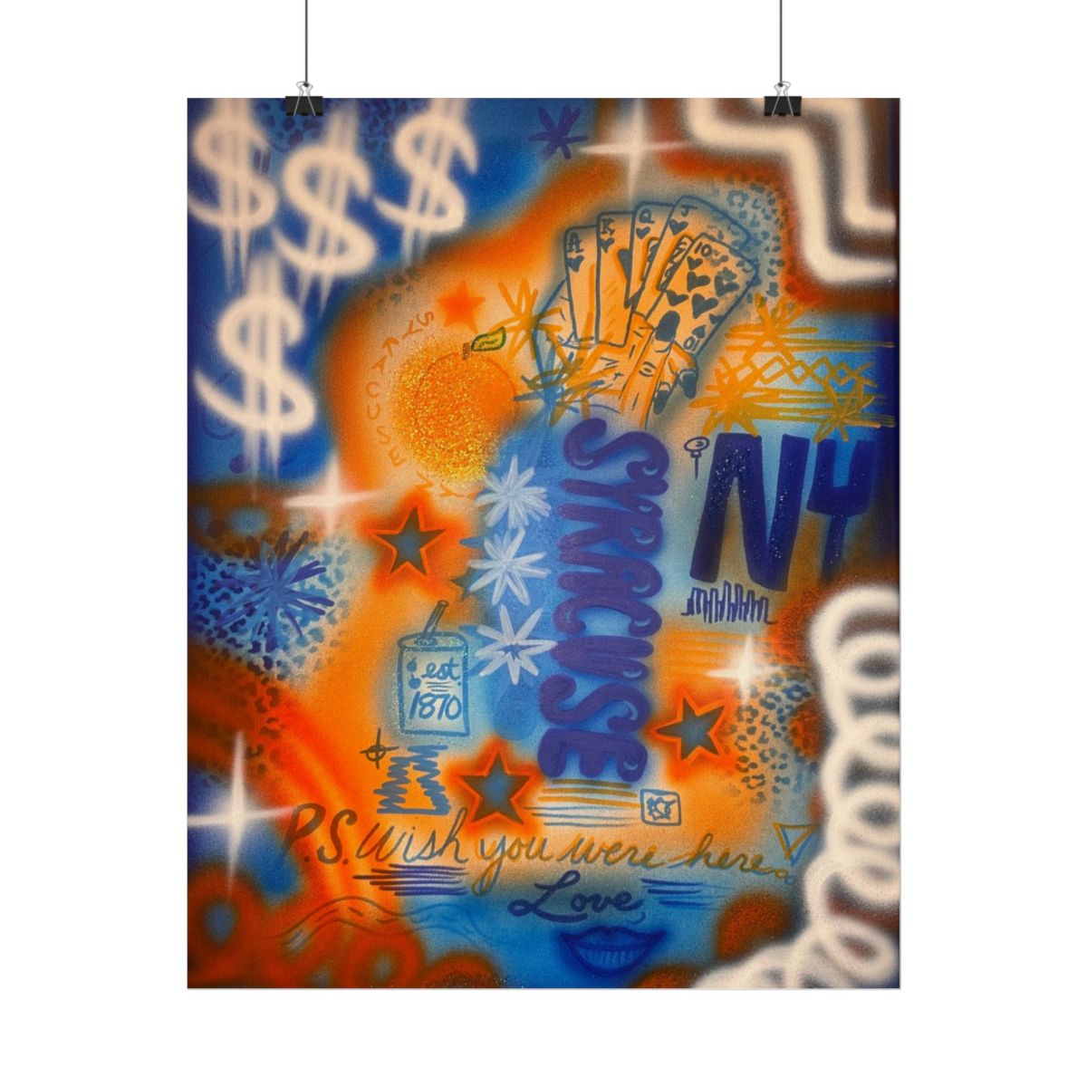 "syracuse, ny" airbrush rolled print