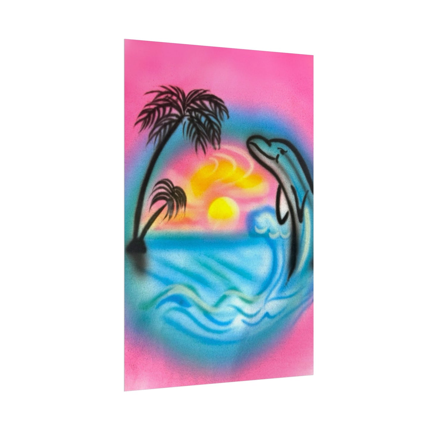"dolphin love" airbrush rolled print