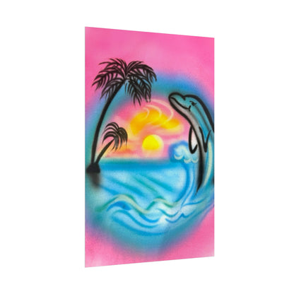 "dolphin love" airbrush rolled print