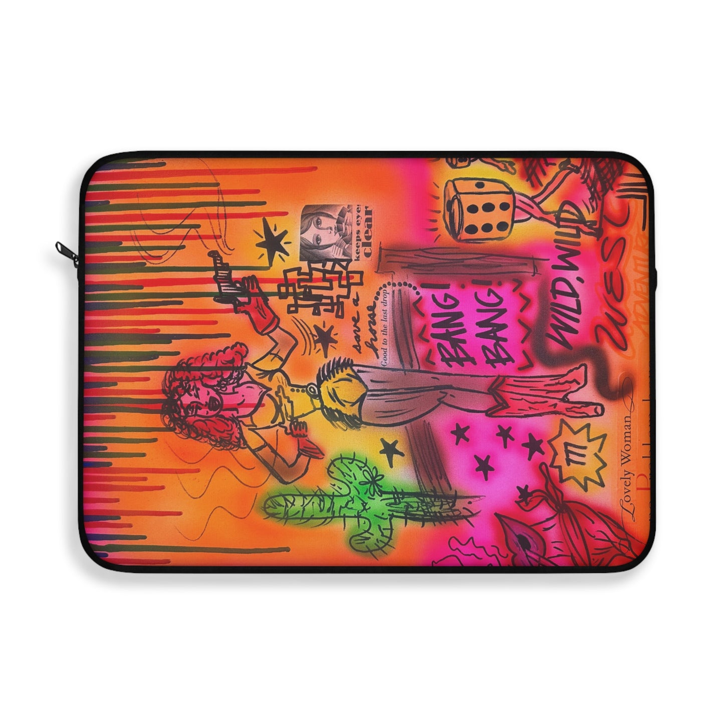 "wild, wild west" airbrush laptop sleeve