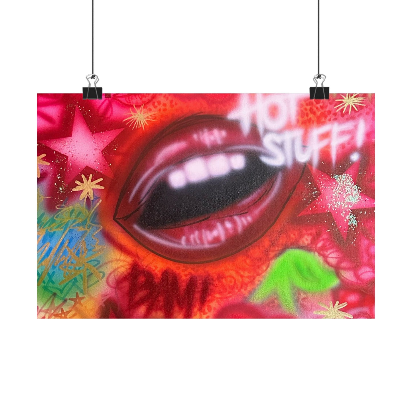 "hot stuff" airbrush horizontal print