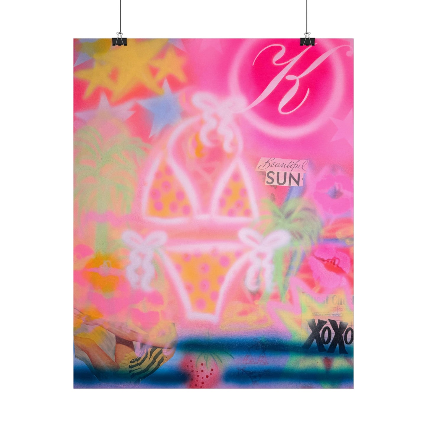 "santa monica strawberry" airbrush rolled print