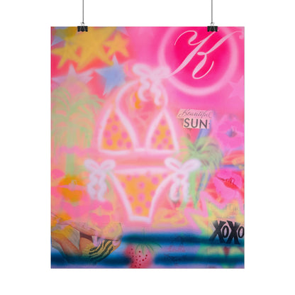 "santa monica strawberry" airbrush rolled print
