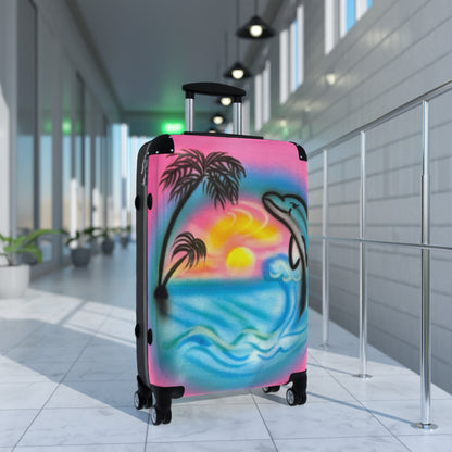 "dolphin love" airbrush suitcase
