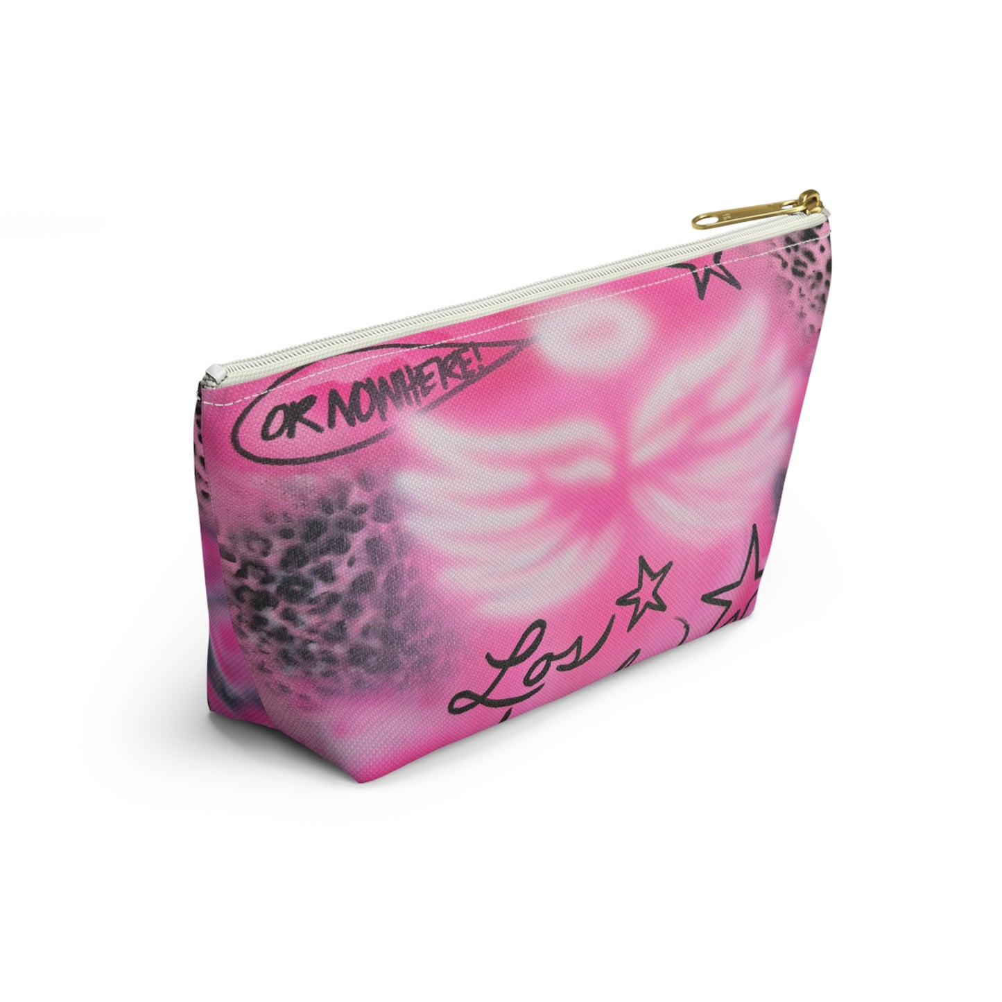 "pink angel wings" airbrush makeup pouch