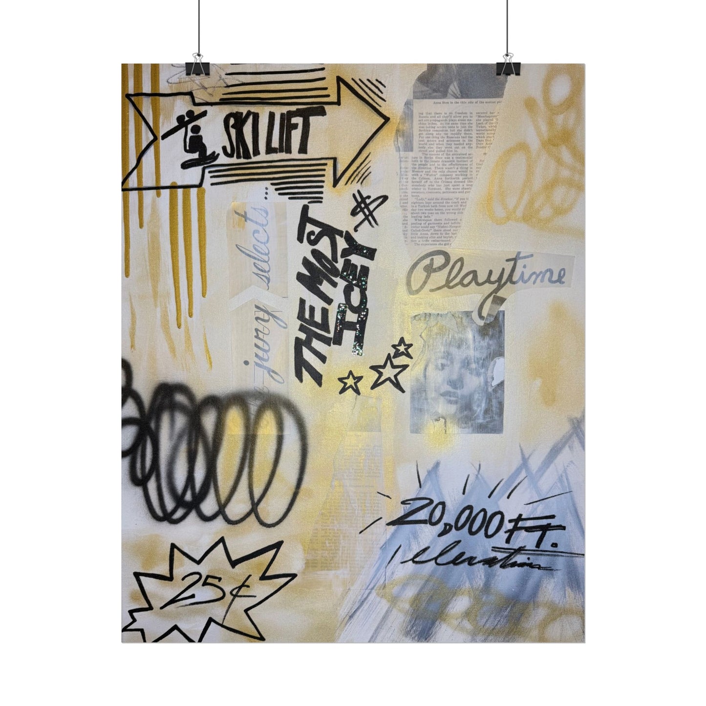 "golden glacier" airbrush rolled print