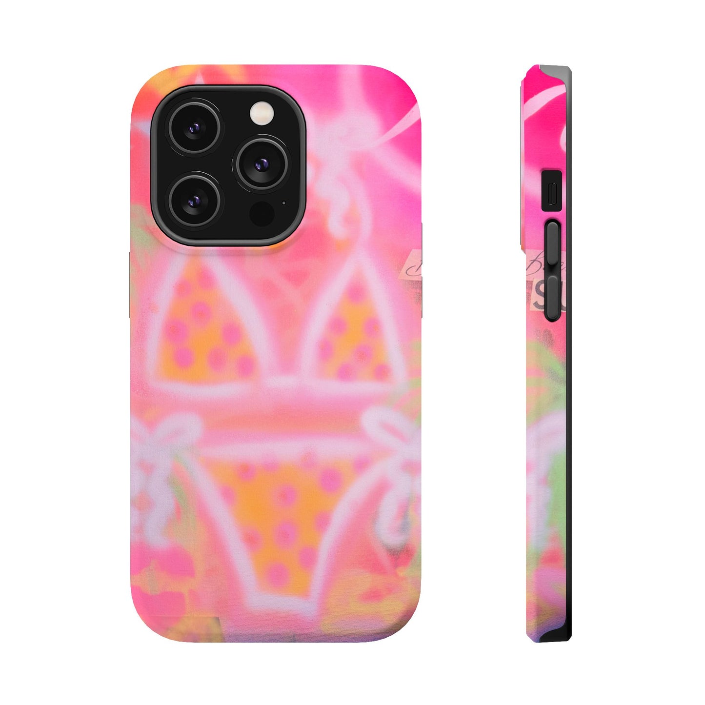 MagSafe "yellow polka dot bikini" airbrush iPhone case