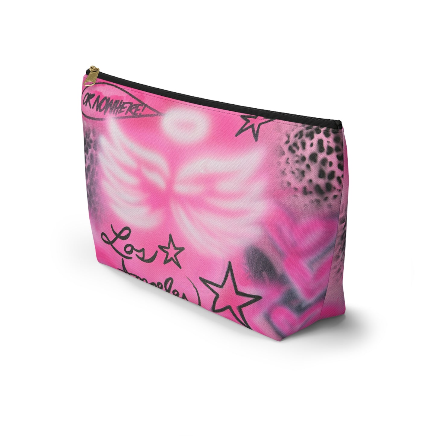 "pink angel wings" airbrush makeup pouch