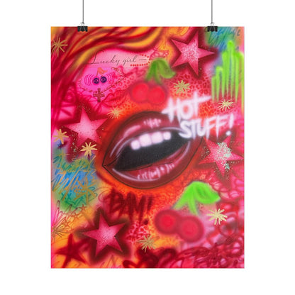 "hot stuff" airbrush rolled print