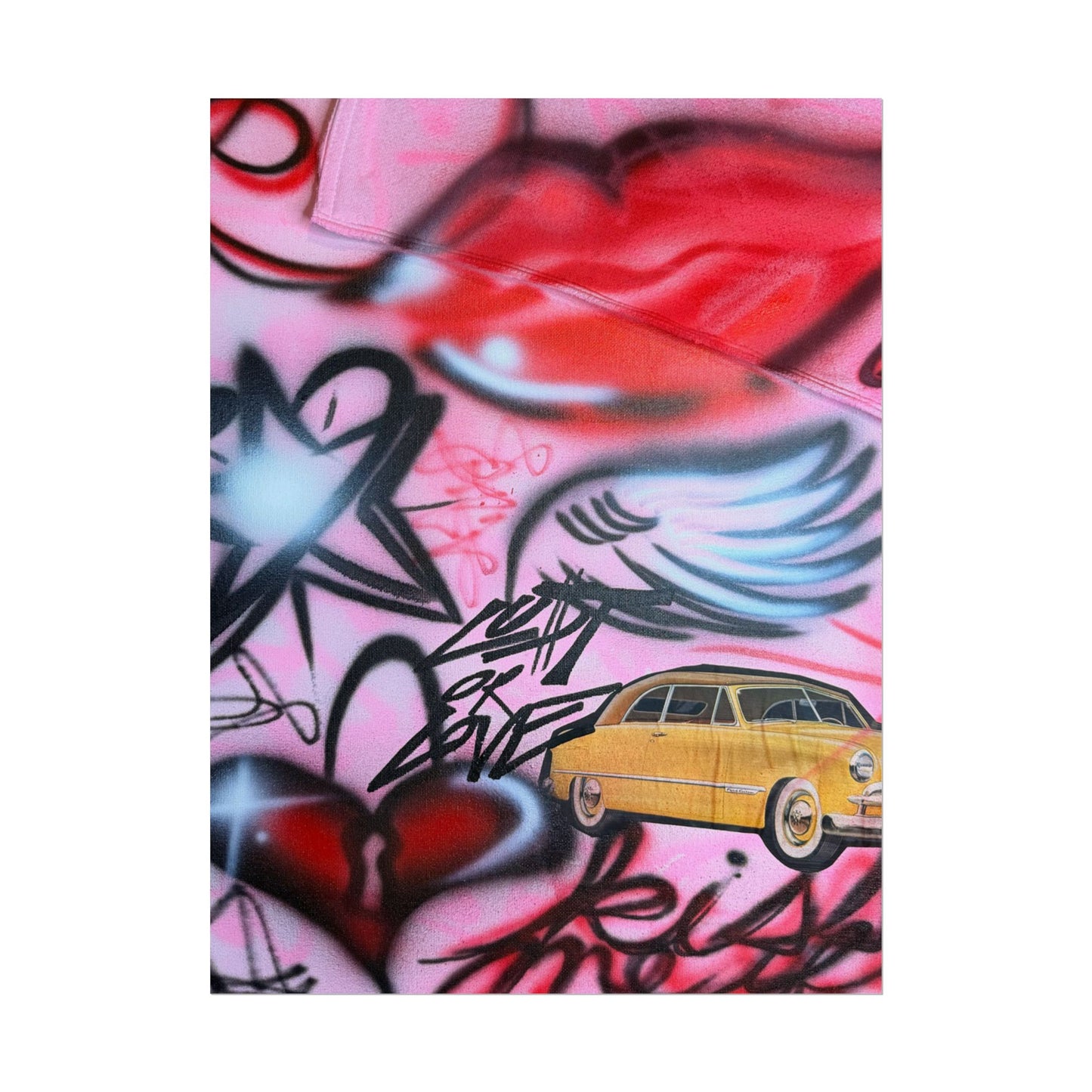 "lust or love" airbrush rolled print