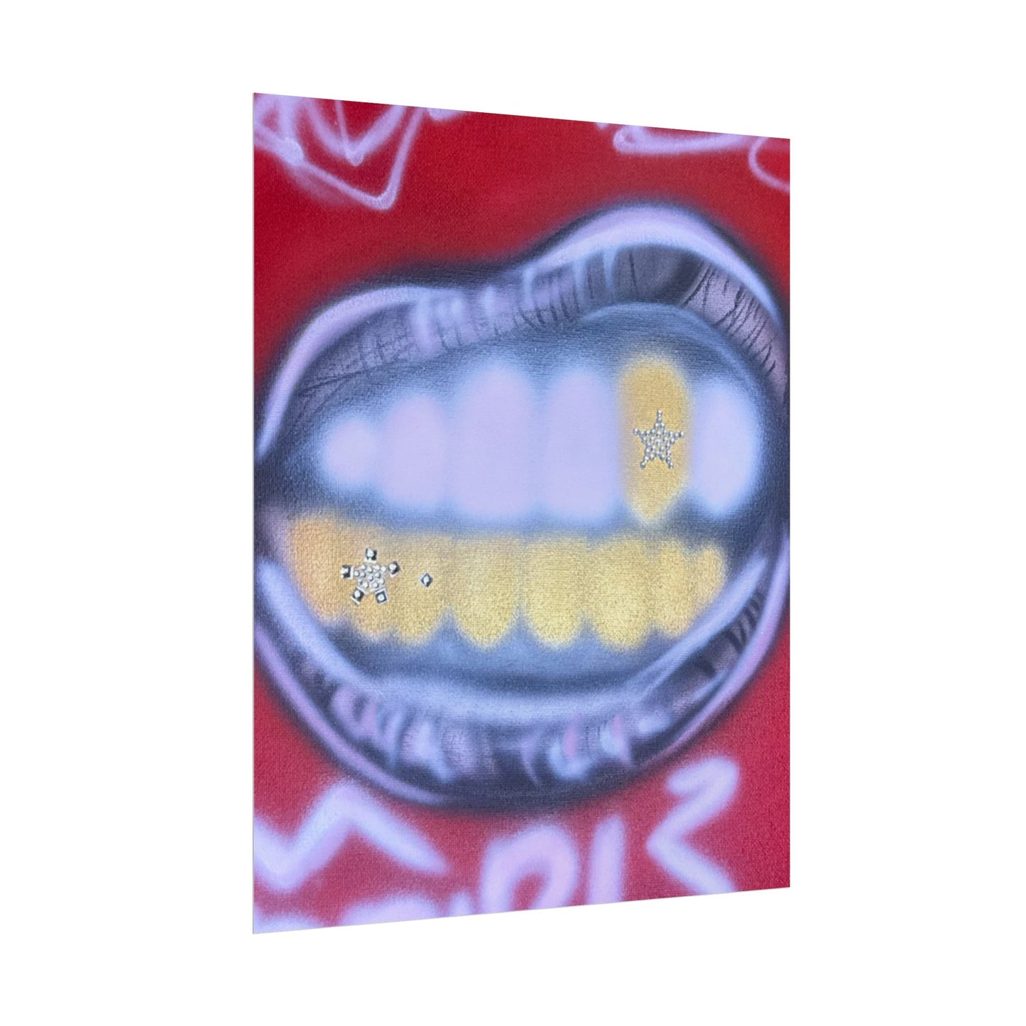 "bite me bling" airbrush rolled print