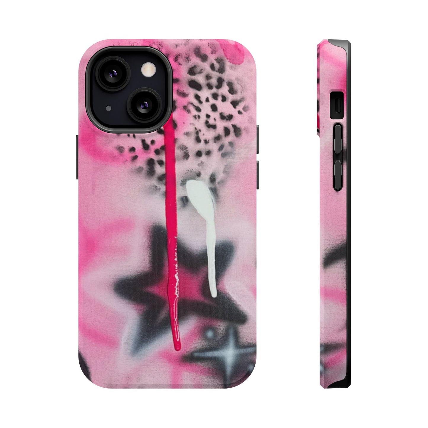 MagSafe "pink cheetah" airbrush iPhone case