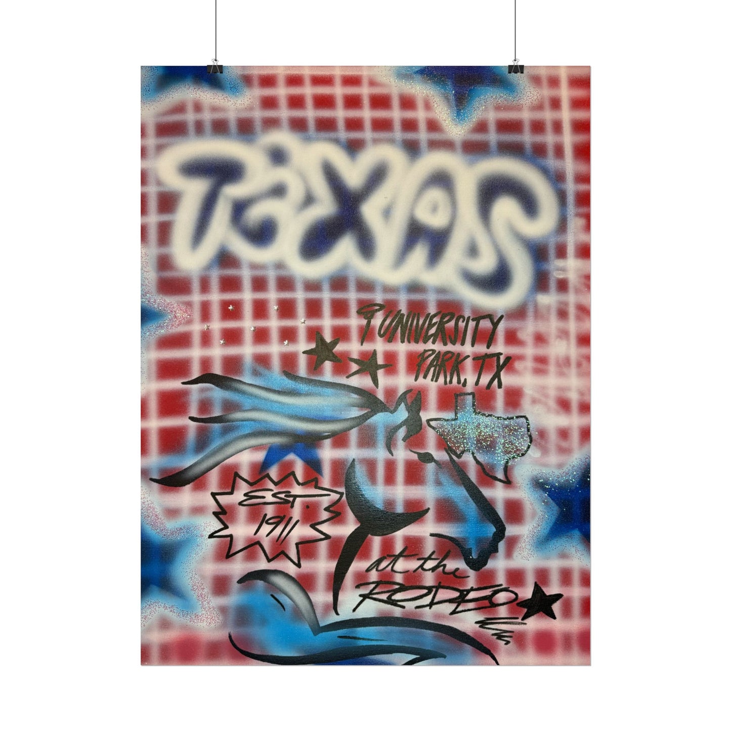 "texas" airbrush rolled print