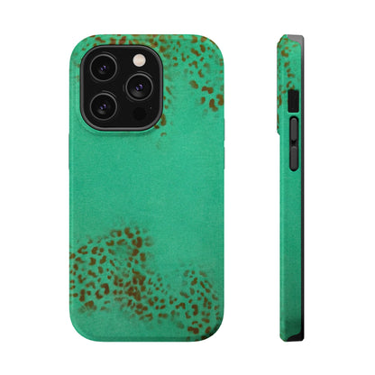 MagSafe "teal cheetah" airbrush iPhone case