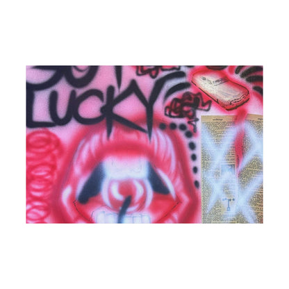 "be happy go lucky" airbrush horizontal print