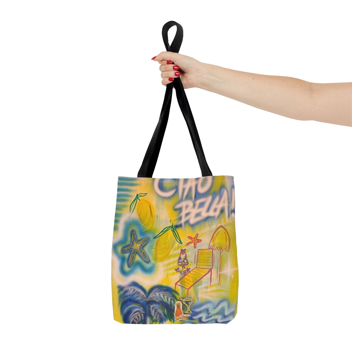 "ciao bella" airbrush tote bag
