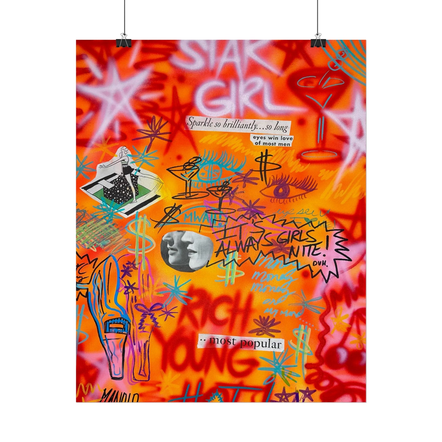 "young, rich, hot" airbrush rolled print