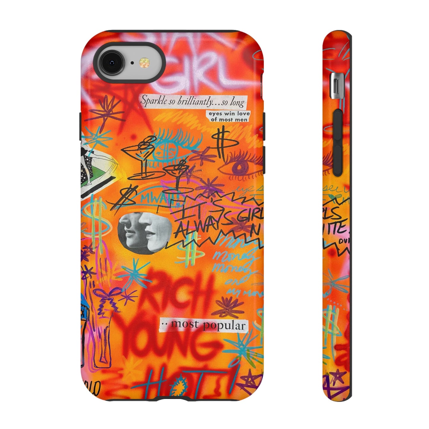 "rich, young, hot" airbrush iPhone case