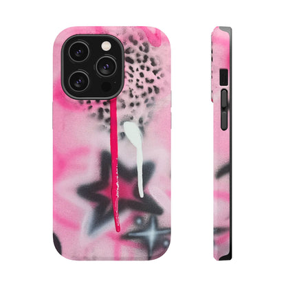 MagSafe "pink cheetah" airbrush iPhone case