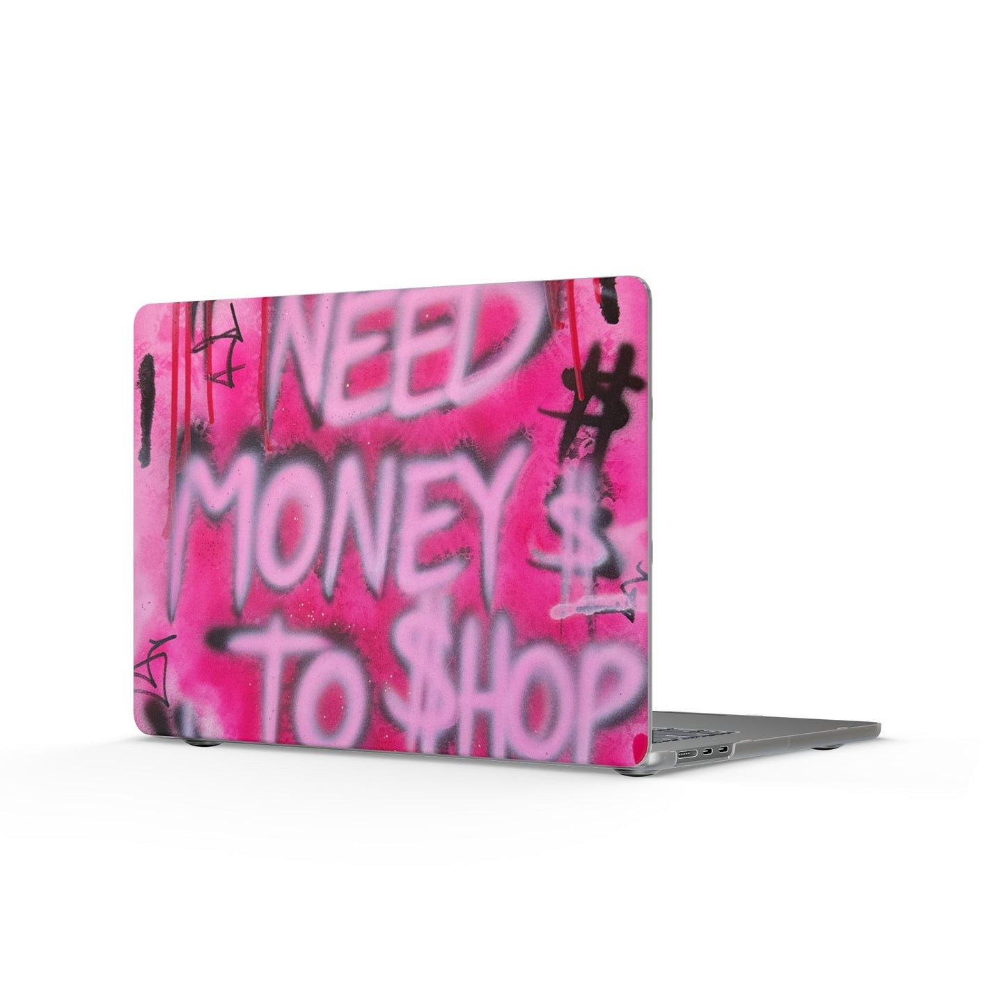 "need money to shop" airbrush matte macbook case