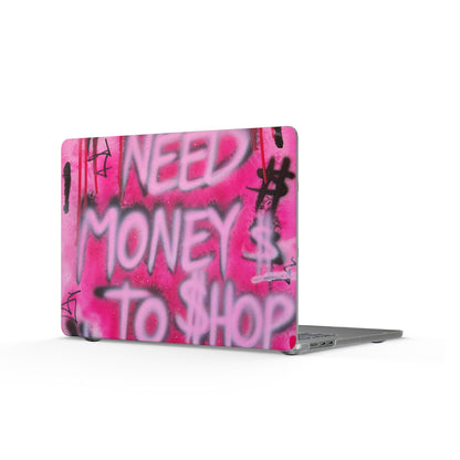 "need money to shop" airbrush matte macbook case