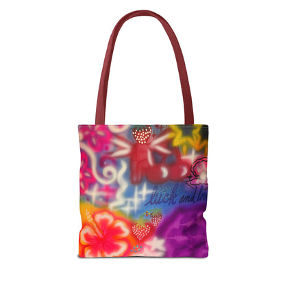 "luck n luv" airbrush tote bag