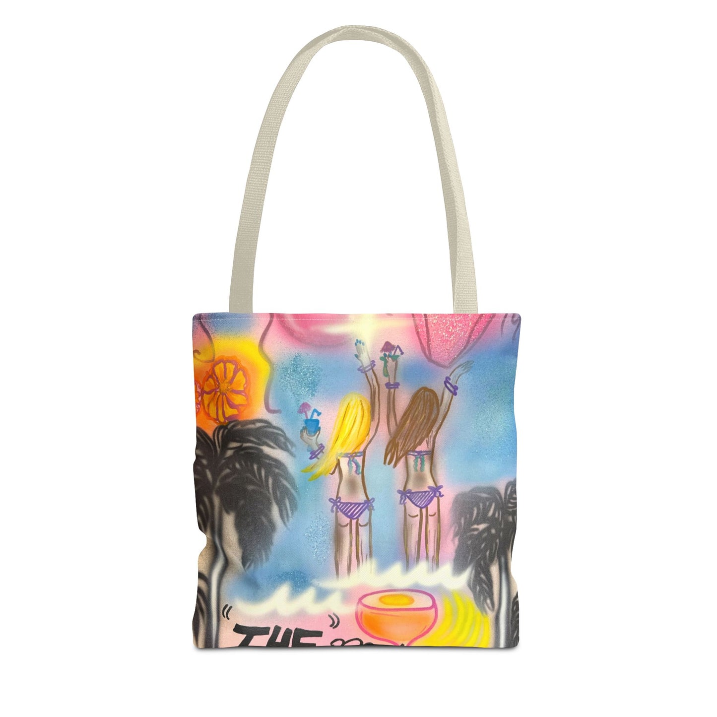 "kinis & tinis" airbrush tote bag