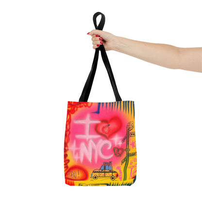 "in the city" airbrush tote bag