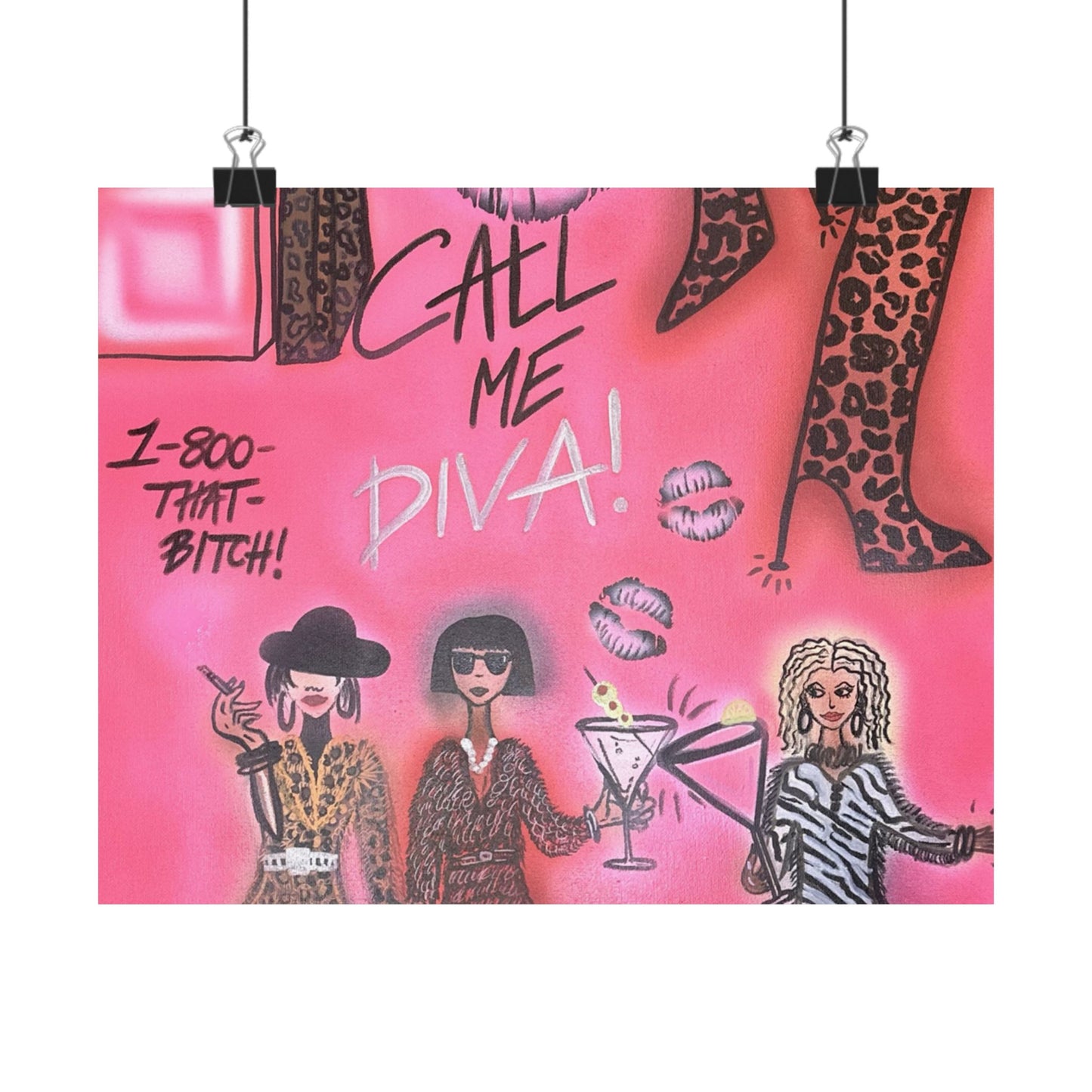 "party diva" airbrush horizontal print