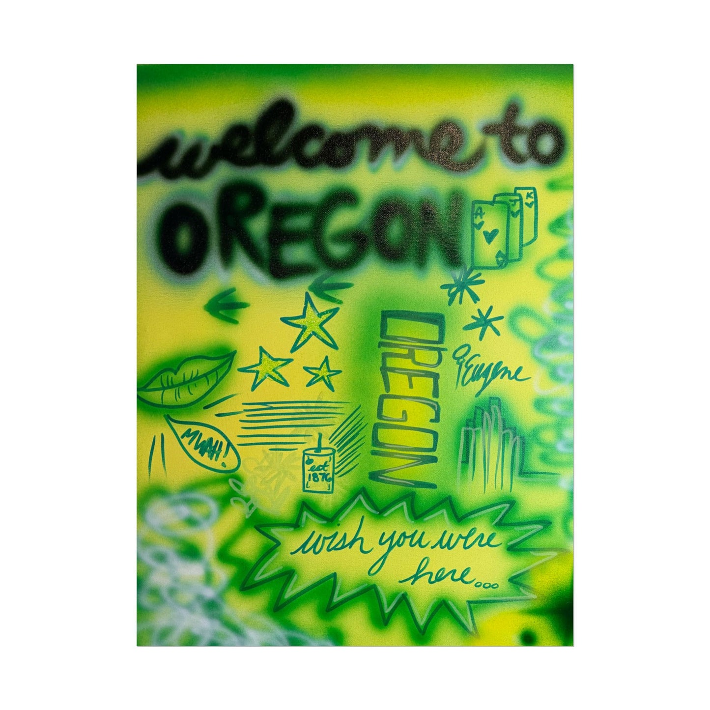 "oregon" airbrush rolled print