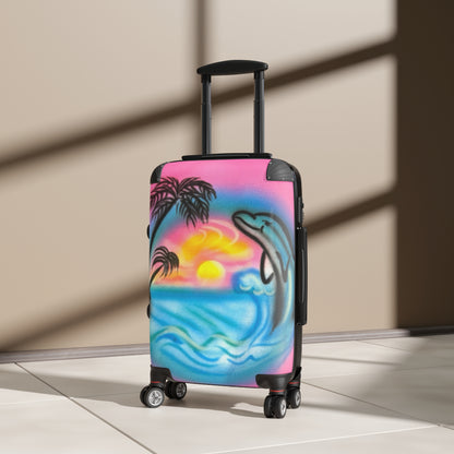 "dolphin love" airbrush suitcase