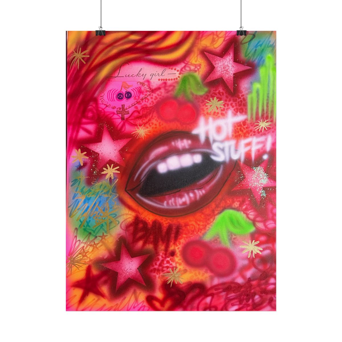 "hot stuff" airbrush rolled print