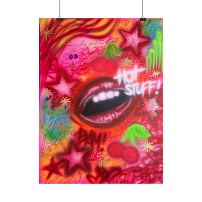 "hot stuff" airbrush rolled print