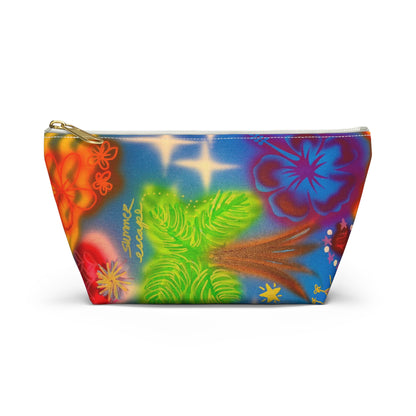 "neon blue palms" airbrush makeup pouch