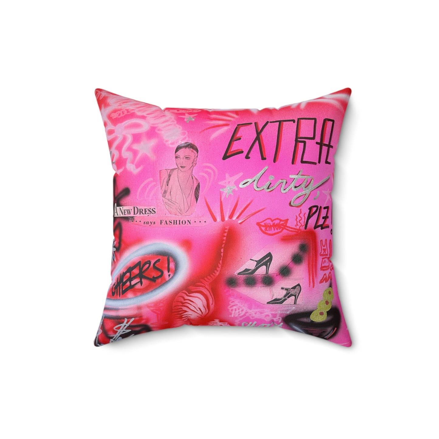 "extra dirty, plz" airbrush pillow