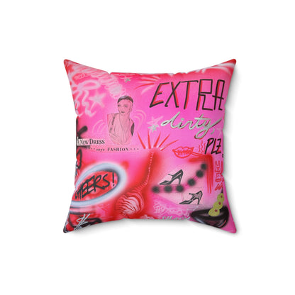 "extra dirty, plz" airbrush pillow