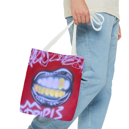 "tooth drip" airbrush tote bag
