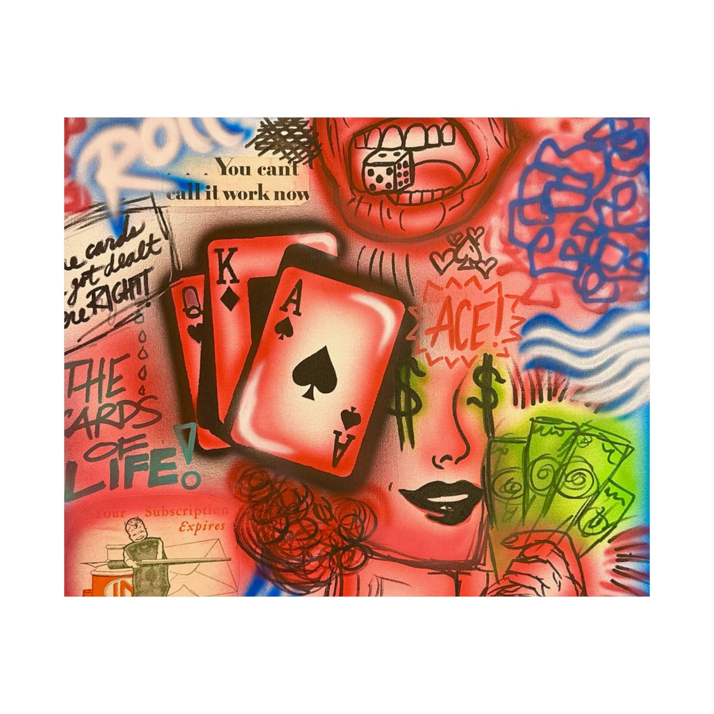 "roll the dice" airbrush horizontal print