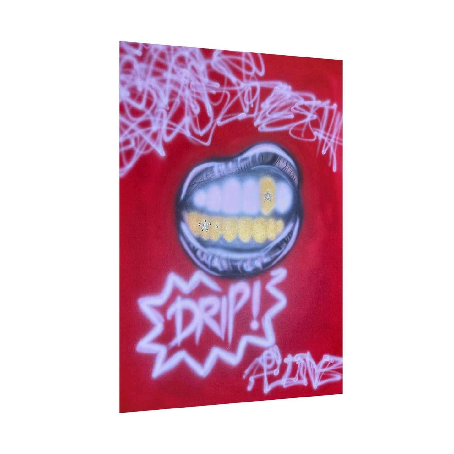 "tooth drip" airbrush rolled print
