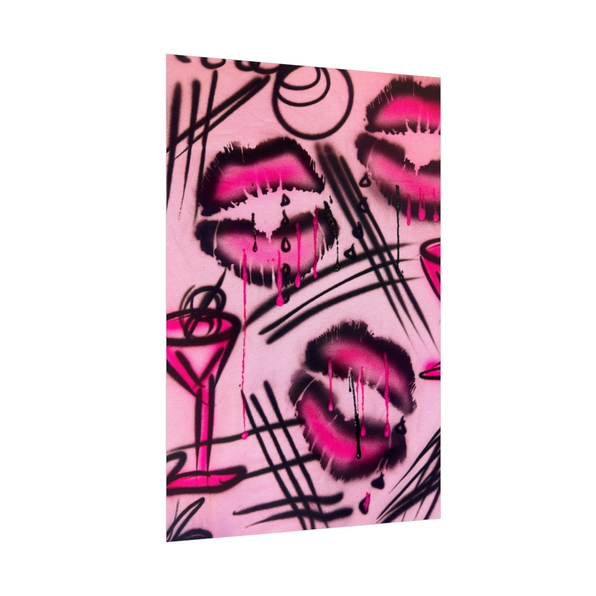 "glossy pout" airbrush rolled print