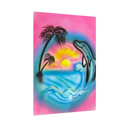 "dolphin love" airbrush rolled print