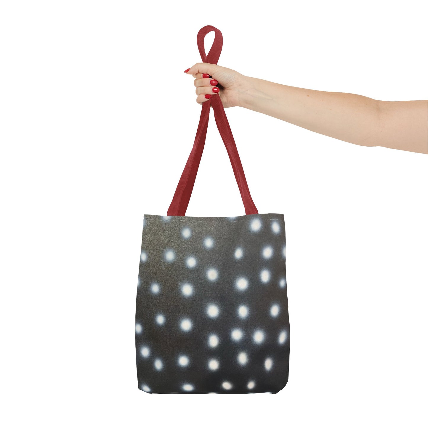 "coconut noir polka dot" airbrush tote bag