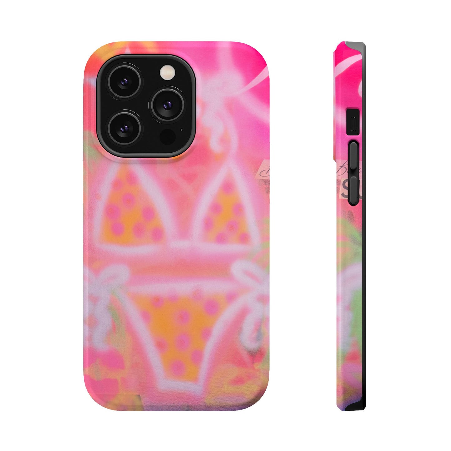 MagSafe "yellow polka dot bikini" airbrush iPhone case