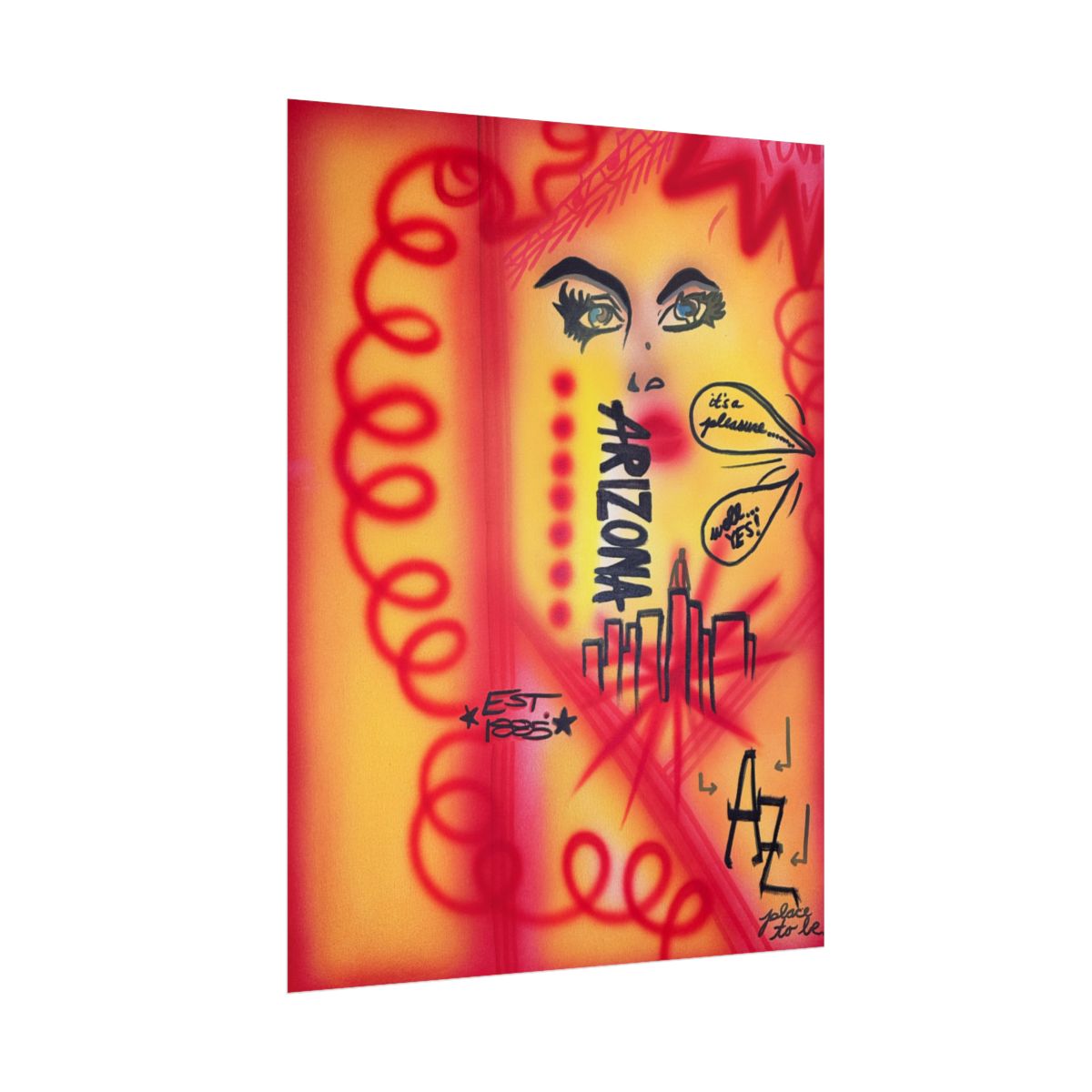 "tempe, arizona" airbrush rolled print